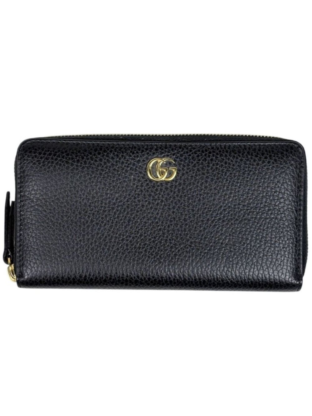 Gucci Wallet GG Marmont Double G Zip Around Leather Black